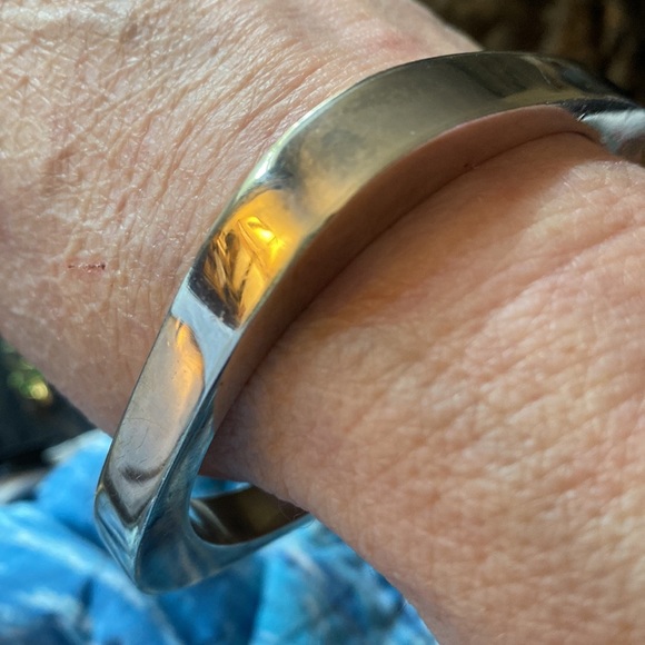 Rectangle Sterling Silver 925  bangle  marked MexicoTD 54 also marked - Picture 7 of 11